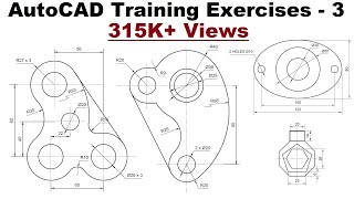 AutoCAD Training Exercises for Beginners  3 [upl. by Smailliw]