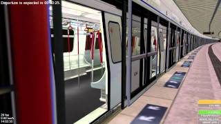 OpenBVE HD MTR M Stock Train on Island Line  Central Station w Animated Platform Screen Doors [upl. by Worlock17]