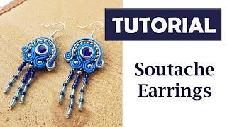 TUTORIAL Soutache Earrings DIY Beadwork How to make earrings Handmade Embroidery [upl. by Malet]