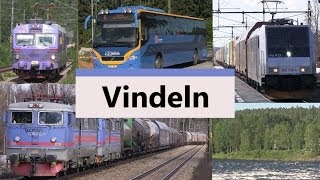 Tåg vid Vindeln Station NorrtågGreen Cargo och Cargonet [upl. by Elwee]