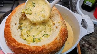 Making Broccoli Cheddar Soup For Dinner  Simply Mamá Cooks  Soup Bread Bowl [upl. by Tomasine]