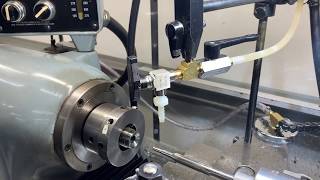 Rifle barrel flushing set up for Hardinge HLVH Lathe Part 1 [upl. by Aylward]