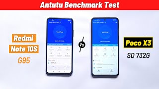 Redmi note 10s vs Poco x3 Antutu benchmark test  G95 vs SD732g Antutu score [upl. by Ahto]