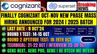 Cognizant Superset Mass Hiring For 2024  2025 Batch  Finally New Phase OFF Campus Hiring Announced [upl. by Derek112]