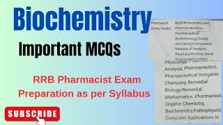 Biochemistry Important MCQs I RRB Pharmacist as per syllabusrailwaypharmacistrrbpharmacist [upl. by Gayel]