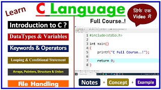 C Programming Full Course Hindi  Learn Coding [upl. by Cowey65]