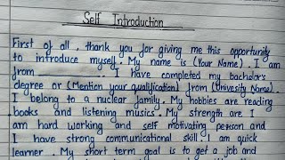 self introduction\ how to introduce myself application writing study motivational handwriting [upl. by Irotal]