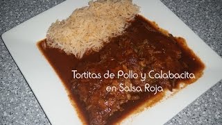 Tortitas de Pollo y Calabacita en Salsa Roja Arañitas de Pollo Recetas Una Pizca de Sabor [upl. by Lilian]