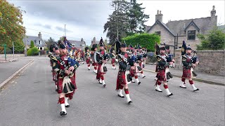 Military Bands lead Royal Guard Balaklava Company on the march back to barracks in Ballater 2024 [upl. by Airbmat]