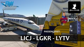 MSFS PC Live  WE HAVE PASSENGERS GSX  Ryanair Flight OPS  PMDG 738  Palermo  Corfu  Tivat [upl. by Price]