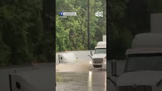 Big rig gets swept away by floodwaters in Texas [upl. by Yggam579]