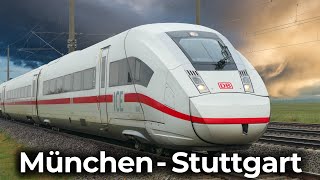 Quer durch Süddeutschland im ICE 4  München  Augsburg  Ulm  Stuttgart  4K Führerstandsmitfahrt [upl. by Eibbob]