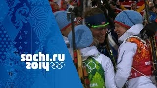 Biathlon Mixed Relay  Norway Win Gold  Sochi 2014 Winter Olympics [upl. by Cullie]