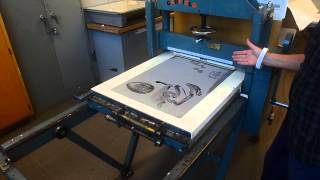 setting up a litho press to print from plate or stone [upl. by Jobye]