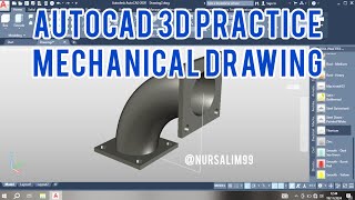 3D AutoCAD Practise Drawing  Elbow [upl. by Waldner]