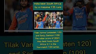 India beat South Africa by a massive 135 runs in the 4th T20I  teamindia indiancricket shorts [upl. by Nagah583]