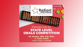 STATE LEVEL ORALS COMPETITION  RADIANT MENTAL ARITHMETIC  LIVE [upl. by Duhl125]