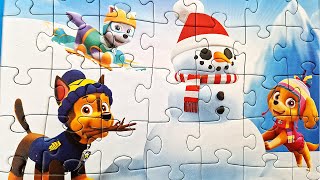 Paw Patrol Winter Puzzle  Snowman Puzzle Video [upl. by Llig936]