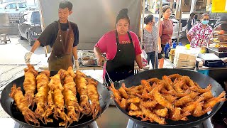 Sold out in 3 Hours Famous Chef Fried Seafood Fish Prawns And King Squid  Thai Street Food [upl. by Adnohsek]