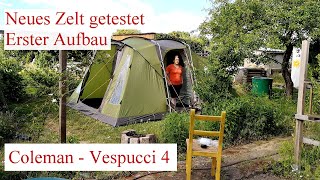 ZeltVorstellung  Unser neues CampingZelt Coleman Vespucci 4 Erster Aufbau [upl. by Iyre]