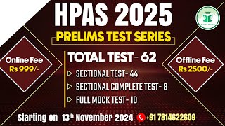 HPAS 2025 Prelims Test Series  Stating on 13th November 2024  CivilsTap Himachal [upl. by Notaek]