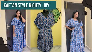 Nighty Cutting and Stitching in Tamil  New Style Kaftan Nighty cutting and stitching [upl. by Kristal]