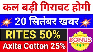 कल गिरावट होगी rites share latest news axita cotton ltd latest news motisons jewellers [upl. by Terrence]