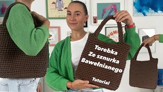 Duża torebka na ramię ze sznurka bawełnianego  tutorial 🧶 [upl. by Yahsed]