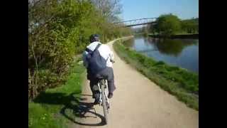 Cycling on the Leeds Liverpool Canal towpath near Rodley [upl. by Emelita]