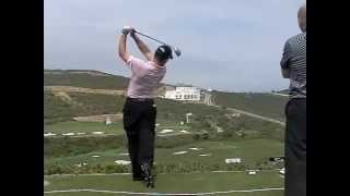 Open Champion Louis Oosthuizen Golf Swing with Hybrid Slow Motion Down the Line [upl. by Sinnaoi]