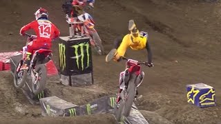 Ken Roczen Crashes Out of Anaheim 2  Monster Energy Supercross 2017 [upl. by Kimmi]