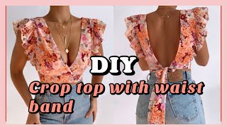 Diy crop top  floral top  diy clothes [upl. by Nitsyrc619]