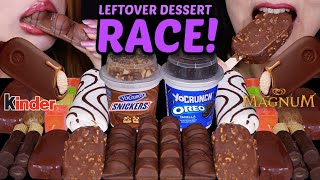 ASMR LEFTOVER DESSERT RACE SNICKERS amp OREO CRUNCH CUPS MAGNUM ICE CREAM ZEBRA CAKES KINDER 먹방 [upl. by Pevzner]