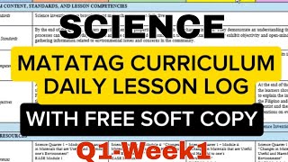 Daily Lesson Log  Quarter 1Week 1 MATATAG Curriculum [upl. by Einnhoj849]