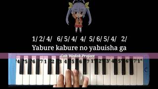 Nyanpasu にゃんぱす on melodica piano With lyrics amp number tablature [upl. by Ellienad]