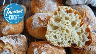 Ciabatta Brötchen ohne kneten  stressfrei und lecker [upl. by Balliol168]