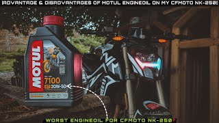 PROS amp CONS OF USING MOTUL 20W50 ENGINE OIL ON MY CFMOTO NK250WORST ENGINEOIL FOR CFMOTO NK250❌️ [upl. by Horacio]