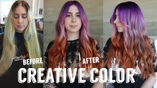 Hair Transformations with Lauryn Purple to Orange Ombre Color Melt Ep 163 [upl. by Yelik]