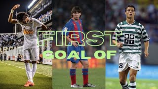 THE FIRST CAREER GOAL OF NEYMAR JR 🇧🇷 LIONEL MESSI 🇦🇷 AND CRISTIANO RONALDO 🇵🇹 [upl. by Ahsieki]