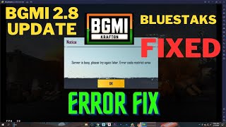 BGMI 28 LIVE ON BLUESTAKS ERROR CODE RESTRICT AREA FIX 2023  FIRST ON YOUTUBE [upl. by Quitt143]