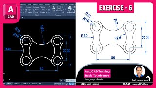 AutoCAD Exercise 6  Step by step Guide to Drawing with Easy instructions by KHALIDMAHMUD [upl. by Nanyt]