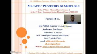 Magnetic Properties of Materials  Ferromagnetism  Paramagnetism  Diamagnetism  Curie Law [upl. by Canale]