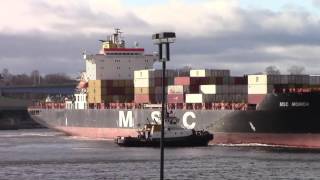 Container Ship MSC MONICA departing Port of Saint John NB Nov 14 2015 [upl. by Divd]