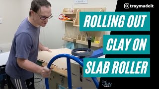 How To Roll Out Clay In The Slab Roller  Pottery For Beginners  Troy Made It [upl. by Hooker727]