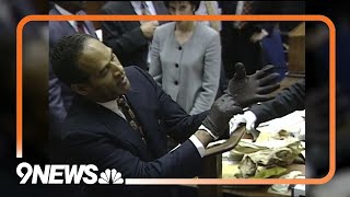 OJ Simpson puts on gloves in court [upl. by Yenahs845]