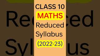 CBSE CLASS 10 Maths 202223 Reduced Syllabus cbse class10 shorts [upl. by Deborah]