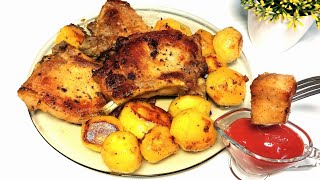 SchweinefleischEntrecôte mit Kartoffeln im Ofen [upl. by Akeihsal]