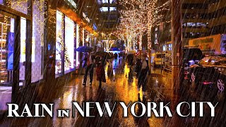 NEW YORK Rainy Night ☔️ Rockefeller Center 5th Avenue [upl. by Inar193]