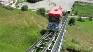 Standseilbahn 718801 Sedrun NEAT Installationsplatz  Unterkünfte Talfahrt  Funicular [upl. by Mobley]