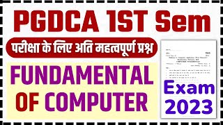 📚PGDCA 1ST SEM FUNDAMENTAL OF COMPUTER MOST IMPORTANT QUESTION FOR EXAM 2023 computer pgdca exam [upl. by Aeneas]